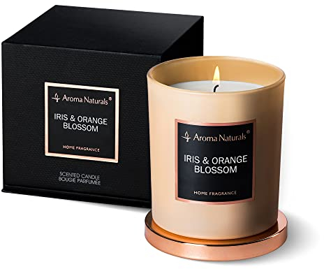 Aroma Naturals Duftkerzen, natürliche Sojawachskerzen, Raumduft, Dekoration, Geschenk, 35 Stunden Brenndauer (Iris & Orangenblüte)