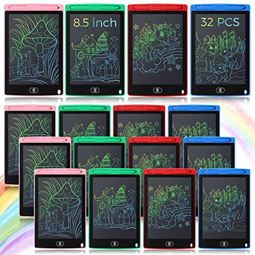 Zhehao 32 Pcs LCD Writing Tablet for Kids Bulk 8.5 Inch Colorful Doodle Board Tablet Erasable Doodle Pad Educational Toy Birthday Easter Gift for Boys Girl Age 3-10(Blue, Red, Green, Pink)