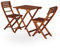 KHG Garten-Set aus Akazien-Echtholz, Gartentisch und 2 Stühle mit hoher Rückenlehne, Balkon-Set, klappbar, platzsparend, Outdoor, Dunkelbraun - 3er Set