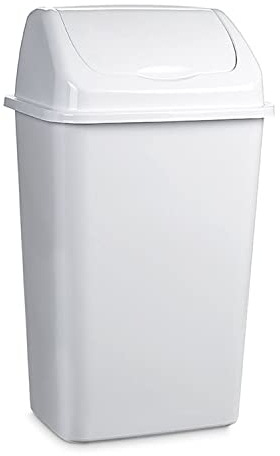 TIENDA EURASIA - Papelera con Tapa Basculante, Cubo de Basura 50 Litros, Papelera para Baño, Oficina, Cocina, Cubo Basura Tamaño 40 x 35 x 68 cm (Blanco)