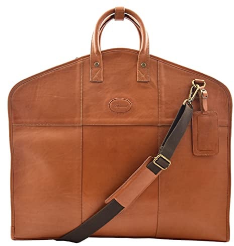 A1 FASHION GOODS Genuine Leather Suit Carrier Bag Suiter Case Garment Cover Travel Lockheed Tan