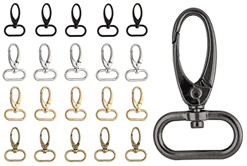 5 Stück Premium - Karabinerhaken drehbar für Taschen Karabiner Haken Gurtbänder Schlüsselanhänger (schwarz, 25mm)