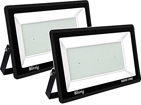 2PCS-500W Proyector LED Exterior IP66 Impermeable Focos Led Exterior 50000LM Potente Luces Led Exterior IP66 Impermeable Seguridad LED Floodlight Exterior para Terraza, Jardín, Patio, Parque, Garaje