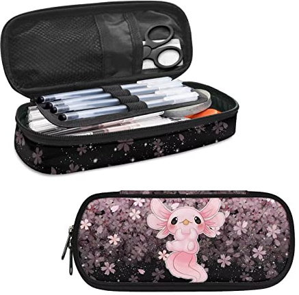 HELLHERO Federmäppchen für Erwachsene und Kinder, Stiftehalter, Schreibwaren-Tasche mit Stifthalter, Axolotl, 8.8 x 1.7 x 4.1 inches, Münztasche