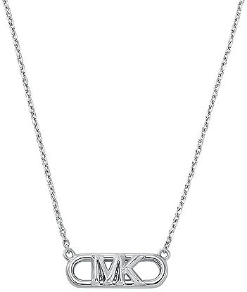 Michael Kors Damen-Halskette mit Premium-MK-Statement-Link-Anhänger aus Sterlingsilber, MKC164200040