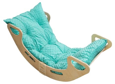 Skyline Kletterbogen mit Kissen Baby Kleinkind Kinder ab 1 Jahr Indoor Klettern Montessori Klettergerüst Holz Wippe Balancewippe Kletterdreieck Kletterwippe Holzwippe Kletterling Holzbogen XL Minze