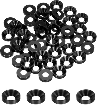 QUARKZMAN Rondelles à Contre-Alésage M6 de 50 Pièces, Alliage d'Aluminium Anodisé de 13,8 mm/0,54 Pouces, Joints de Culasse pour Vis RC/FPV/PC/Pièces d'Accessoires de Drone, Noires