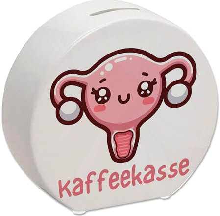 Gebärmutter Kawaii Spardose mit Spruch Kaffeekasse Cuterus Uterus Trinkgeldkasse Geburtstation Krankenhaus Entbindung mit Gesicht süßer Uterin-Stil charmantes Geschenk