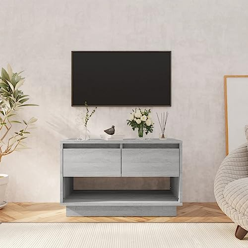 QJBSAVVA TV-Schrank, Beistelltisch Tv Eckschrank Wohnzimmertisch Tv Regal Geeignet für Wohnzimmer Schlafzimmer Fernseher Kleine Räume Grau Sonoma 70x41x44 cm Holzwerkstoff