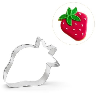 YAFIYGI Erdbeer-Ausstechformen-Set aus Edelstahl, ideal für Erdbeere, Fondant, Keksausstecher für Sommer, Frühling, Geburtstag, Party, Muttertag, Erdbeerliebhaber (7,6 cm)