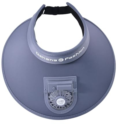 F Fityle Sonnenblende Hut mit Lüfter, Unisex Sonnenblende Hüte mit Ventilator USB Wiederaufladbar, Fan Visor Hat Kühlmützen, Sonnenschutz Kappe Kühler Lüfter für Strand, Wandern, Urlaub, Dunkelgrau