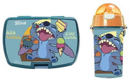 Genérico Portasottiera per bambini Stitch per pranzo + borraccia con manico riutilizzabile