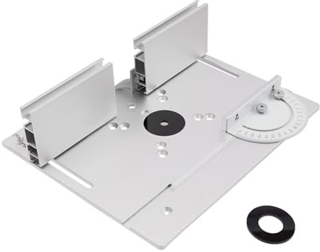 Frästisch Einlegeplatten, Aluminiumlegierung mit Klarer Skala, Frästisch Einlegeplatte für Oberfräsen, Router Table Insert Plate, Fräsplatte Gravur-Hilfswerkzeug mit Gehrungslehre (Silber)