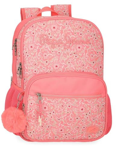 Pepe Jeans Nahid Zaino scuola doppio scomparto adattabile a carrello rosa 30 x 40 x 12 cm Poliestere by Joumma Bags, Rosa, 30x40x12 cms, Zaino scuola doppio scomparto adattabile a carrello