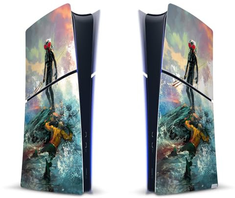 Head Case Designs sous Licence Officielle Aquaman DC Comics Peinture Black Manta Couverture De Bande Dessinée Vinyle Autocollant De Jeu Peau Compatible avec Sony PS5 Slim/Pro Digital Edition Console