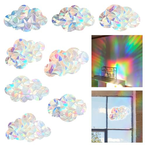 JIEYAO 24 Stück Prisma Fensteraufkleber, Sonnenfänger Sticker Regenbogen Folie Fenster Vogel Anti Kollisions Fenster Aufkleber Vogelschutz für Glasscheiben Fensteraufkleber Elektrostatische Adsorption