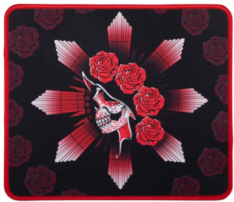 Konix Alchemy Gaming-Mauspad 32 x 27 cm - rutschfeste Mikrofaseroberfläche - Gummi - Motiv Tag der Toten“ - Rot und Schwarz