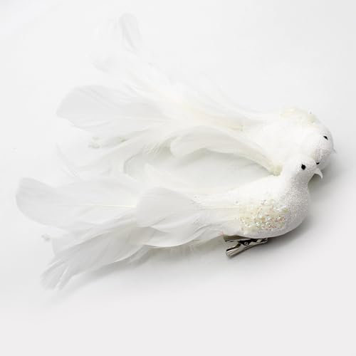 Esdallina 2pcs White Birds Chirstmas Decoration