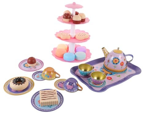 KOMBIUDA Ensemble De Thé pour Garçon Et Filles Joujou en Métal Imitation Joujou pour Filles Décorations De Théières