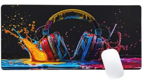 Large Gaming Mouse Pad 1600x800, Black Mouse Mat Earphone Mouse Pad with Stitched Edges, Office Desk Mat, Extended XXL Mousepad with Anti-Slip Base, Desk Pad for Keyboard Decor, Gifts for Women Z2-660