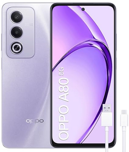 OPPO A80 5G - Smartphone sbloccato con IA 16GB (8GB + 8GB) 256GB HD+ LCD 6.7, fotocamera 50+2+8MP Android, batteria 5100mAh ricarica rapida 45W, caricatore e custodia inclusa
