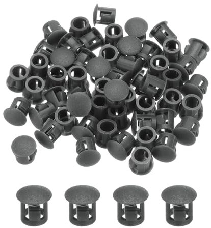 QUARKZMAN 64Pcs 8mm(5/16) Gris Foncé Bouchon Plastique pour Trou, Cache Trou Meuble de Panneau de Type Encastré, Embouts d'Insertion pour Tubes de Trou, Pieds Tubulaires de Chevalet