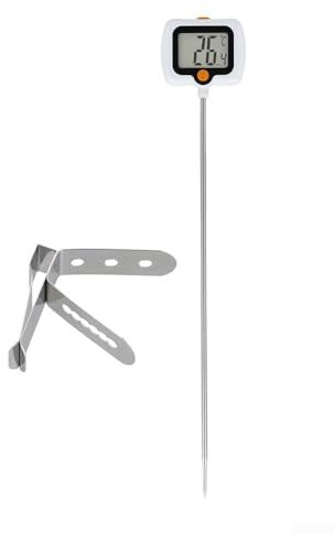 Zilimontt Probe Candy Thermometer, with Pot Clip, 25cm Long, Stainless Steel Oil Thermometer, 180° Rotatable Probe, Electronic Display, for Cooking, Grilling, Baking