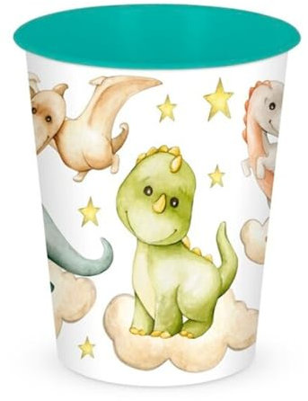Acan Tradineur - Papelera Infantil sin tapa con diseño de Dinosaurios - Capacidad de 6 Litros - Fabricado en Plástico - Cubo ligero y resistente - Ø 22 x 25,5 cm
