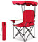 COSTWAY Folding Beach Chair with Shade Canopy and Carry Bag, Outdoor Sun Protection Portable Chair, Garden Seaside Fishing Camping Chairs (Red)