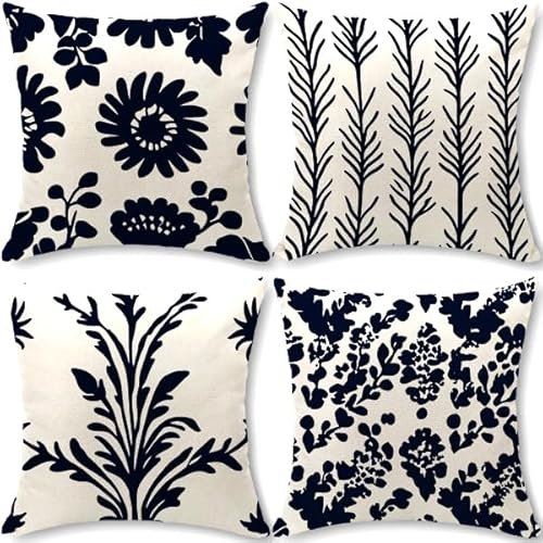 Cirzone Deko Wohnzimmer Kissenbezug 45x45 4er Set Leinen Outdoor Kissen Boho Deko für Garten, Balkon