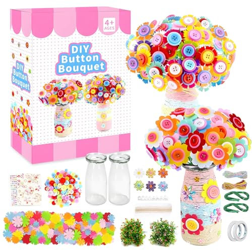 DxxD Lavoretti Creativi per Bambini, Kit Artigianale di Fiori Bambini per 6 7 8 9 Anni, Regalo bambina 4-12 anni, Crea Il Tuo Bouquet, Kit Creativo Bambina, Giochi Creativi, Attività Fai da te