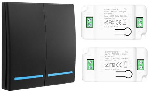 Interruttore senza fili della luce, interruttore wifi, interruttore smart, interruttore alexa, 433Mhz 220V interruttore wireless, interruttore telecomandato Portata 100 m, Controllo Vocale/Timer - F