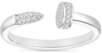 GNOCE Ring Verstellbarer Diamant Nagel Cuff Ring 925 Sterlingsilber für Frauen und Mädchen Schmuckgeschenk für Damen