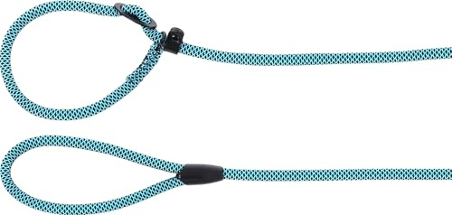 Hundeleine – Verstellbare Anti-Zug-Leine mit Safety-Stop – 1.7m x 10mm – Flamingo Eros Blau – Nylon – Beschläge matt schwarz