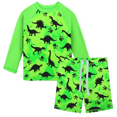 XFGIRLS UV Badeanzug Junge Langarm Zweiteiler Set Strand Schwimmen 6 M-6 J | UV SCHUTZ 50+: Elastisches Langarm Set (Badeshirt + Hose) für Jungen. Ideal für Strand. Maschinenwäsche.