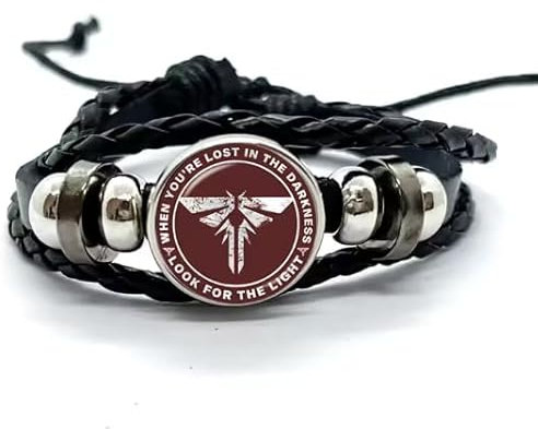 DGP Armband Glühwürmchen Joel Ellie letzten Überlebenden aus geflochtenem Leder, Punk-Stil, Farbe Schwarz und Silber, Film Serie Games Uni Firefly, Regolabile, Leder Metall, Kein Edelstein