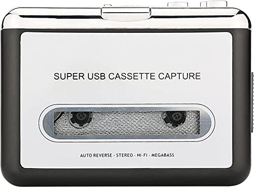 Reshow Cassette Player Portable with Headphones Tape Player Audio, Tape to Digital Converter, Convert Cassette Recorder to iPod Format, Compatible with Laptops and PCs (Silver)
