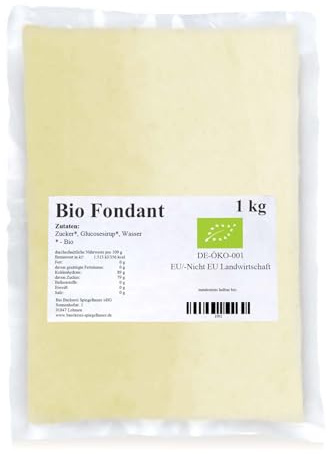 Bäckerei Spiegelhauer | Bio Fondant 1 kg – Rollfondant Zuckermasse zum Überziehen und Dekorieren von Torten, Kuchen und Cupcakes, ohne Palmöl
