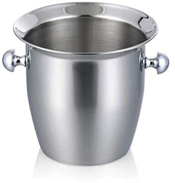 304 Stainless Steel Ice Bucket Double Walled Wine Chiller Cooler Thicken Metal Bottle Outdoor Party Pail,2L