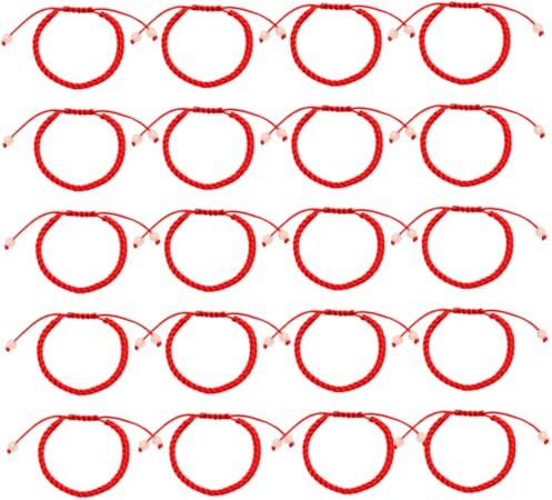 WeddHuis 20 Pezzi Braccialetti Rossi Intrecciati Regolabili Filo Rosso Portafortuna Braccialetto Amicizia per Uomo Donna