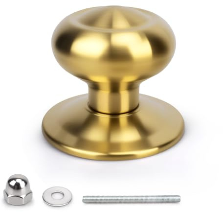 GANZTECH 70mm 1 Pieza Oro cepillado PVDB Manijas de puerta esféricas redondas de acero inoxidable de grado aeroespacial de estilo español. Adecuadas para todas las puertas interiores y exteriores.