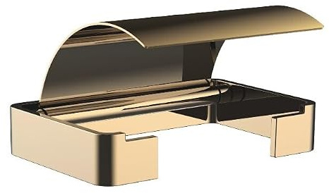 EMCO LOFT Papierhalter, eleganter Toilettenpapierhalter zur Wandmontage aus Aluminium, hochwertige Toilettenpapierspender Gold poliert Mit Deckel