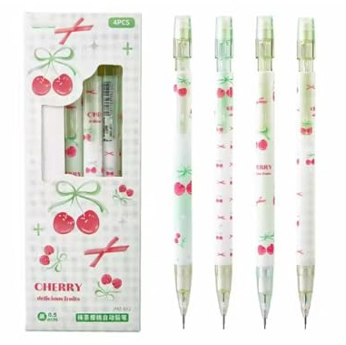 Lot de 4 porte-mines ergonomiques avec petite gomme de 0,5 mm pour prise de notes, esquisse, esthétique