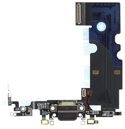 OnlyTech - Nappe Interne du connecteur de Charge avec connecteur du vibreur assemblé, du Micro et de l'antenne de Remplacement pour iPhone 8 Noir