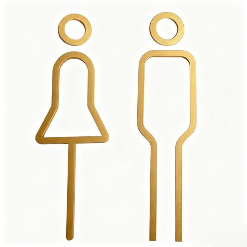 Nivofu Targhetta Bagno Adesiva Uomo e Donna, Segnaletica WC in Acrilico Oro, Design Moderno 3D, Cartello Toilette per Porta Muro, Ideale per Casa Ufficio Ristorante Hotel Bar, Facile da Installare