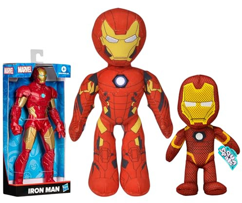 Marvel Articulated Poseable 6' 15cm Action Figures - (Iron Man Large 25cm Figure, 20cm Aquapal & 25cm Articulated Plush)