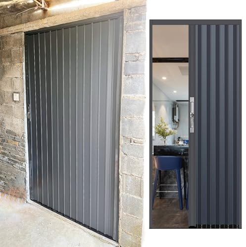 Porte Accordéon Interieur Portes Accordéon Aluminium Intérieur Extérieur 203 210 243cm, Pliantes Magnétiques Verrouillables Encadrements, Cloison Mobile Multi-volets Grande(76x96in(193x243.8cm))