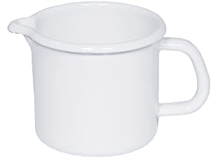 RIESS, 0054-033, Schnabeltopf 16, CLASSIC- WEISS, Durchmesser 16 cm, Höhe 13 cm, Inhalt 2 L, Emaille, weiß, Induktion, Milchtopf mit Ausgießer