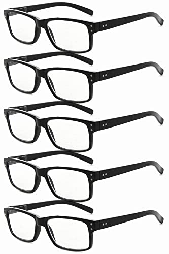 eyekepper 5 Paires Lunettes de Lecture pour Femmes Hommes Monture Plastique Charnières à Ressort, Noir 3.00