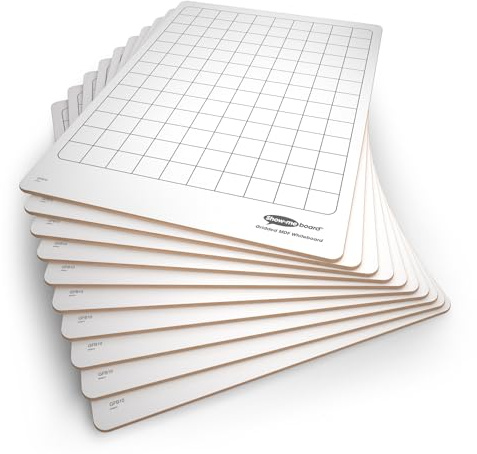 Show Me A4 Rigid Drywipe Grid Lapboards, Gridded A4 Dry Wipe Board, A4 Mini Whiteboard, Perfect Classroom Whiteboard For Teachers Or Home, 10-Pieces Pack